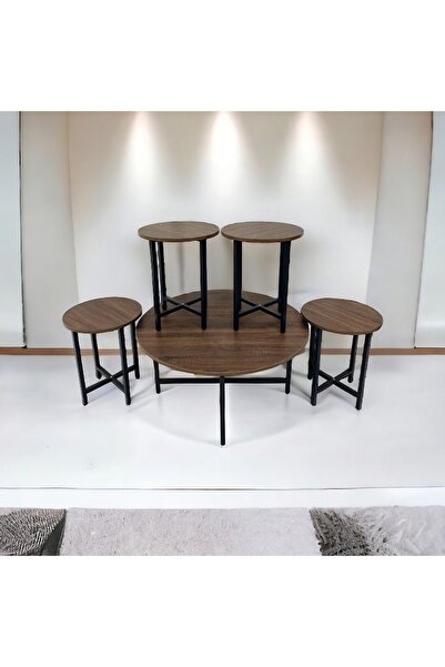 DEC11 4+1 brown wooden serving table set