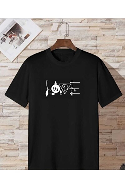 Harajuku Style Negru cu tematică Harry Potter și inscripție de dragoste