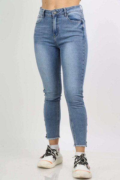 Nichii Women's High-Waisted Skinny Pants with Button and Pockets - Long