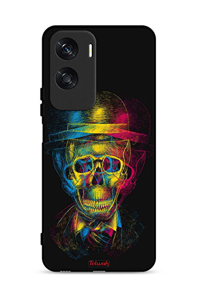 Tolwak غطاء حماية لهاتف Honor X50i 5G برسومات جمجمة وقبعة ملونة وفن خيالي