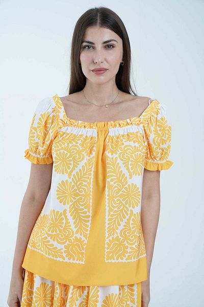 Nichii Floral Short Sleeve Blouse with Elastic Chest