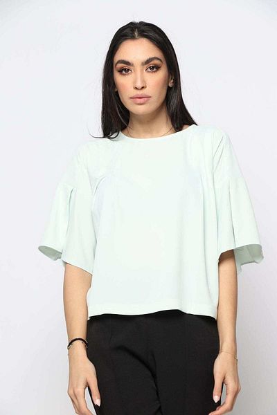 Nichii Women's Solid Short Sleeve Loose Blouse