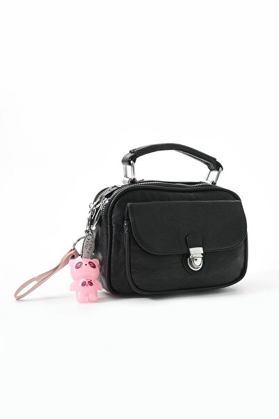 571 Collections Çanta Two Function Metal Press Faux Leather Shoulder, Hand Bag Black (Model: 571-13-17H)