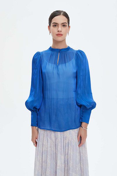 Nichii Women's Puff Sleeve Long Sleeve Blouse with Shine