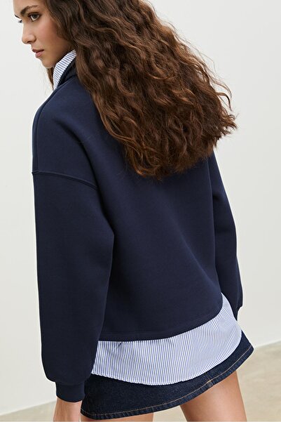 Stradivarius Polo sweatshirt in two materials