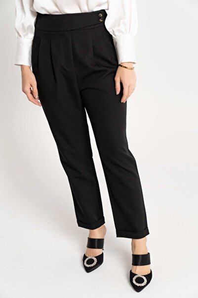 Nichii بنطال طويل سادة بخصر عالٍ وأزرار جانبية