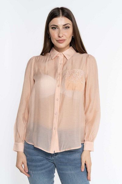 Nichii Women's Solid Sheer Shirt with Front Pocket