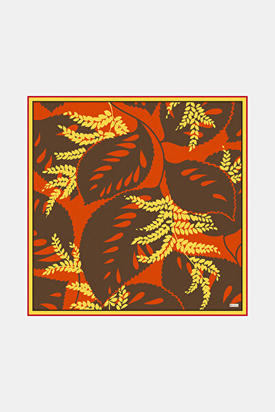 Vakko TURUNCU ÇİÇEK DESENLİ TWILL EŞARP