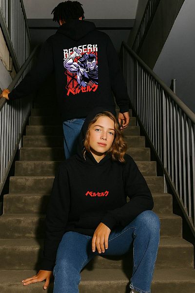 By Caspita Fashion Lenithra Berserk Guts Anime Back Printed Unisex Oversize Black Hoodie