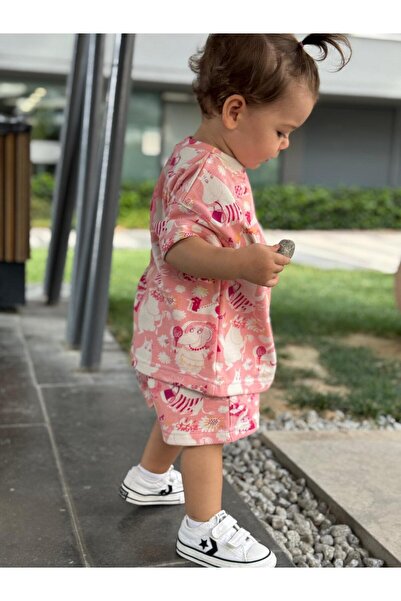 BabyDia Patterned Girl's Shorts Suit