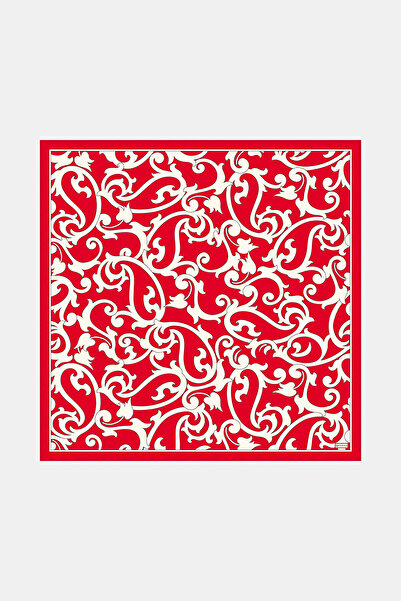 Vakko KIRMIZI ÇİÇEK DESENLİ TWILL EŞARP