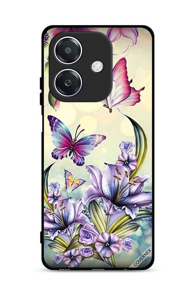 Covernex غطاء حماية لهاتف Oppo A3x 5G بنقشة زهور أرجوانية وفراشات