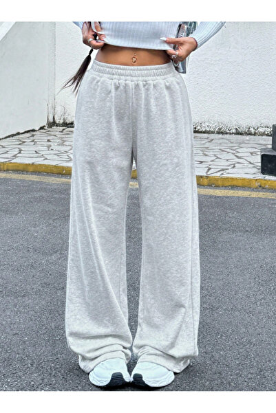 TONFİX LİFE Kadın Gri Büyük Beden Baggy Bol Kesim Pantolon ALTI Esnek Rahat Kumaş Eşofman Altı TONFİX