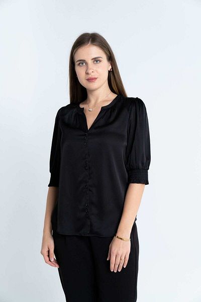 Nichii Women's Solid Button-Up 3/4 Sleeve Shirt