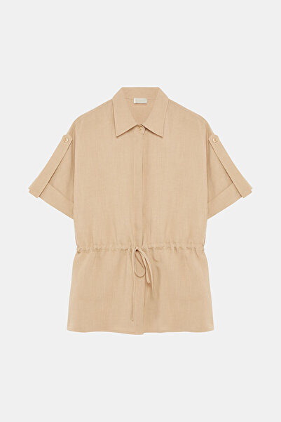 W Collection Beige Linen Viscos Bluz