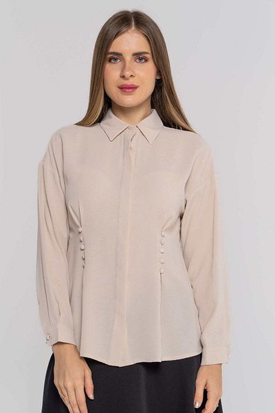 Nichii Women's Solid Long Sleeve Shirt with Side Buttons