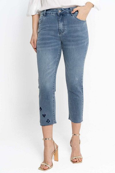 Nichii Women's High-Waisted 3/4 Denim Pants