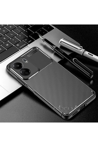 m.tk moveteck حافظة هاتف Xiaomi Redmi A5 مع حماية للكاميرا، مظهر كربوني، غطاء سيليكون طويل الأمد مقاوم للبهتان