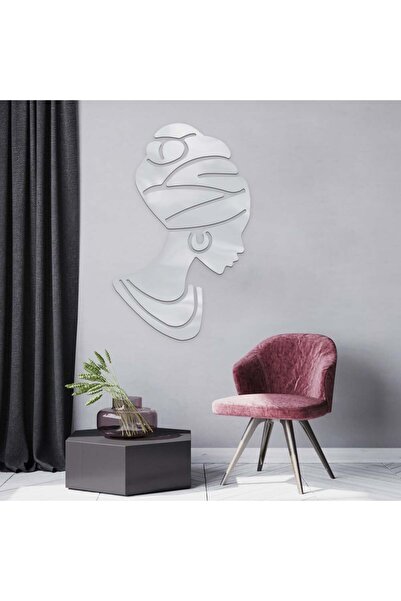 4gdran منحوتة اكريلك فضي بنقشة فتاة