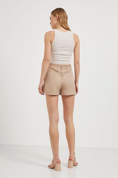 Modasultan Tight Fit Waist Semi-Elastic Waistband and Belt Pocket Shorts