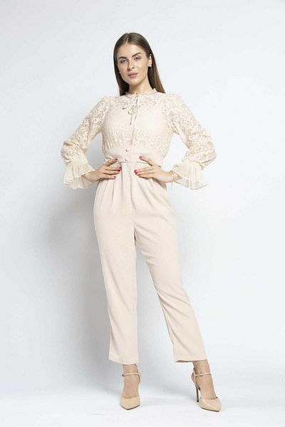 Nichii Lace-Embellished Long Sleeve Women's Jumpsuit