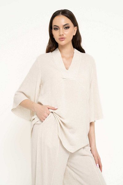 Nichii Women's Loose Solid 3/4 Sleeve Blouse