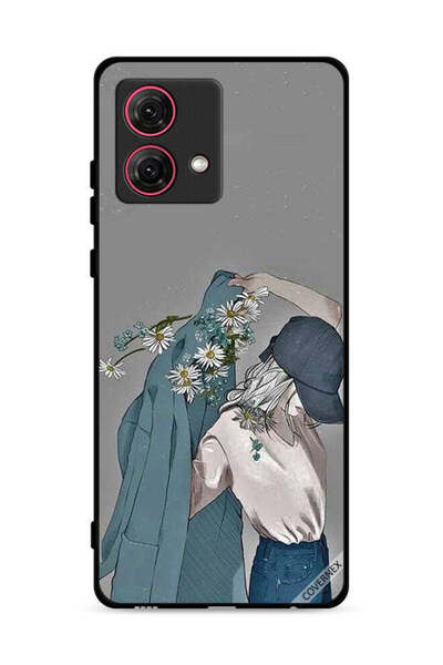 Covernex غطاء حماية لهاتف موتورولا موتو جي 84 5 جي، رسم فتاة ترتدي معطفًا