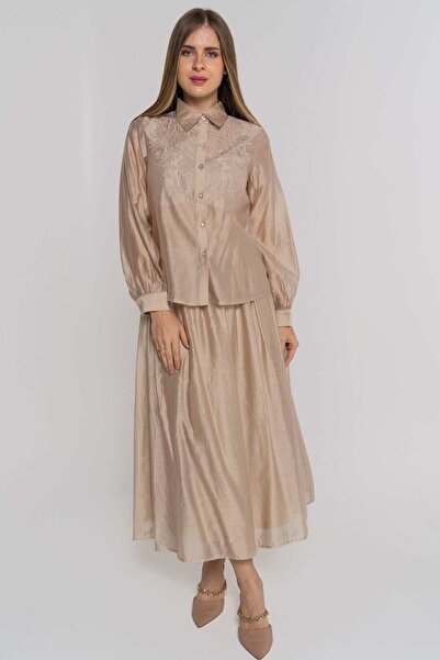 Nichii Women's Sheer Embroidered Long Sleeve Shirt