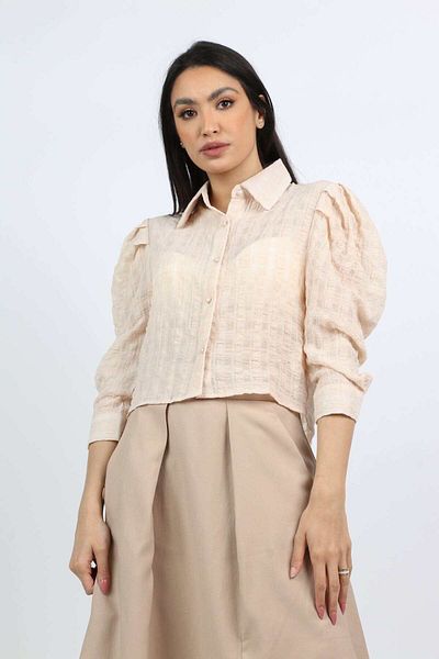 Nichii Women's Puff Sleeve Long Sleeve Shirt with Small Collar