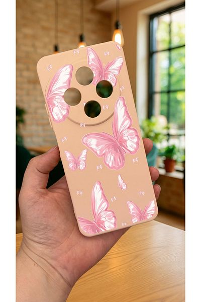 Vip Case Redmi 14C - حافظة مطاطية كلاسيكية ممتصة للصدمات من السيليكون بنمط الفراشة الوردية277
