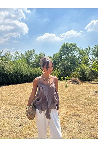 Friday Mood Γυναικεία μπλούζα με βολάν με λεπτομέρειες