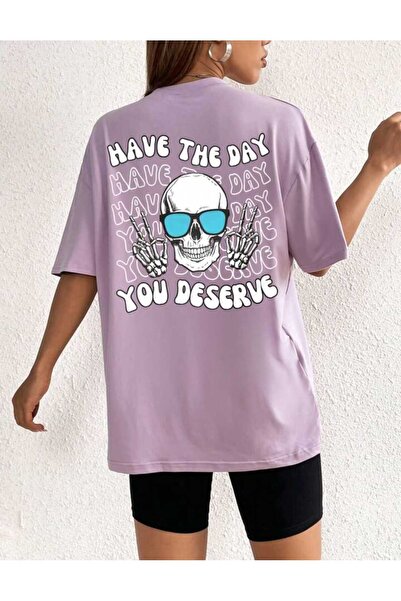 Harajuku Style Μωβ Unisex με στάμπα Oversize