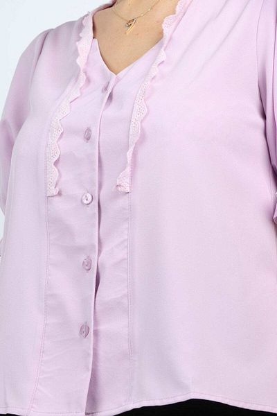 Nichii Women's Front Button Blouse with Ruffles and 3/4 Sleeves