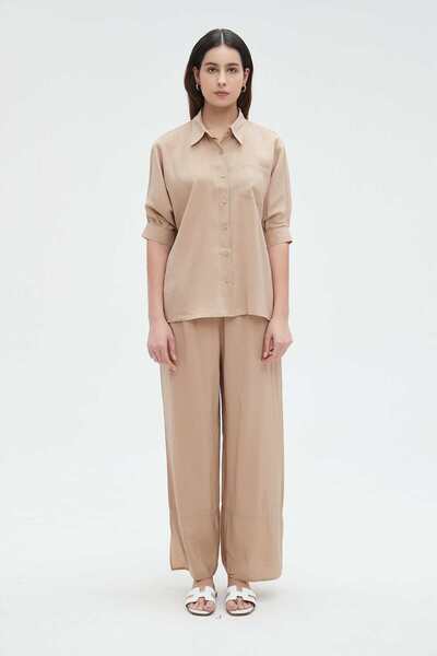 Nichii Women's Solid Blouse with 3/4 Buttoned Sleeves