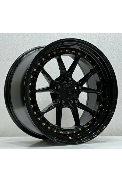SLK -8123 9.5*19 5*120 ET33 72.56 GLOSS BLACK+GOLD RIVETS