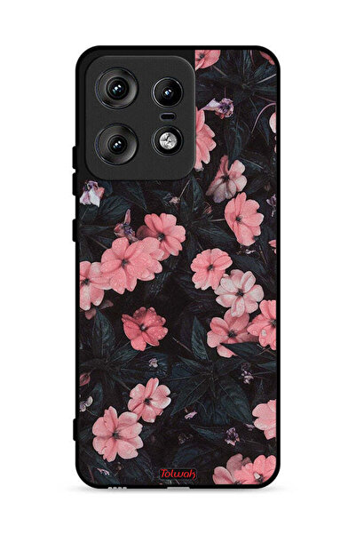 Tolwak غطاء حماية لهاتف موتورولا إيدج 50 برو 5G - لون خوخي - ورود صغيرة