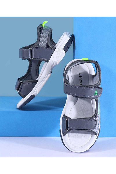 Pine kids Pine Kids Sandals with Velcro Closure & Text Print - Grey
