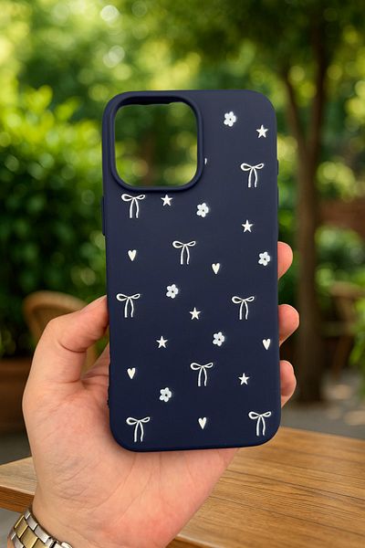 Vip Case iPhone 14 Plus و15 Plus - حافظة مطاطية كلاسيكية ممتصة للصدمات من السيليكون مع نمط فيونكة صغيرة277