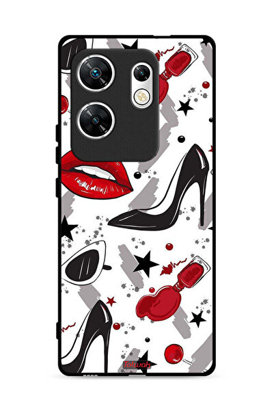 Tolwak غطاء حماية لهاتف Infinix Zero 30 4G برسومات أحمر شفاه وحذاء