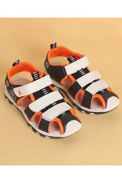 Pine kids Pine Kids Sandals with Velcro Closure & Colour Block Design - Black/Orange/White
