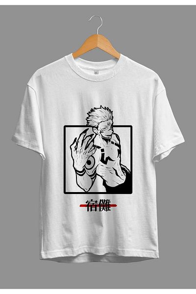 aynewmoda Sukuna Ryuumen Jujutsu Kaisen Anime Character Printed Short Sleeve Round Neck T-Shirt
