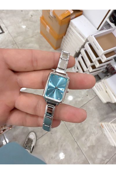 LOOQ Nomination Cord Rectangle Dial Women's Wristwatch with Stone Details