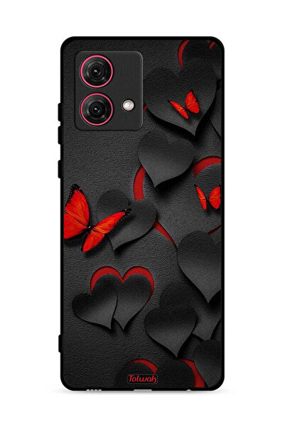 Tolwak غطاء حماية لهاتف موتورولا موتو جي 84 5 جي بنقشة قلوب وفراشات