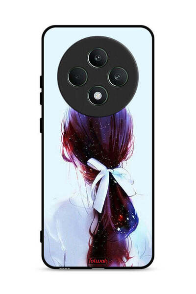 Tolwak غطاء حماية لهاتف Oppo Reno12 F 5G مع ربطة شعر وفن فتاة