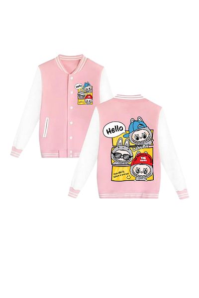 MECH BUTİK Labubu Printed Pink College Jacket