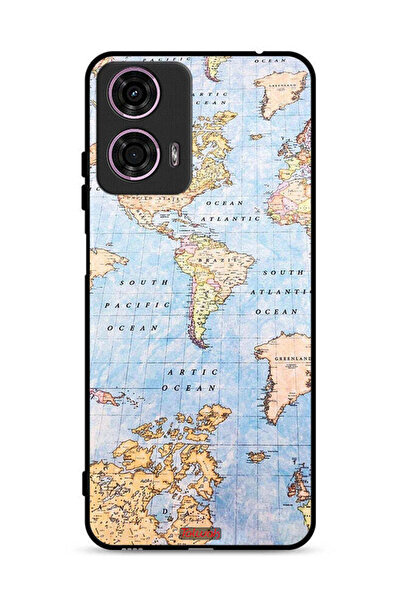 Tolwak غطاء حماية لهاتف موتورولا موتو جي 24 4G بتصميم خريطة العالم