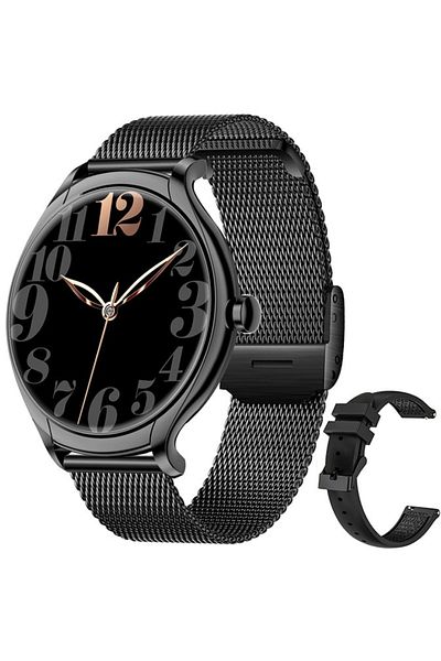 SOLTOY Ceas SmartWatch SOLTOY™ Kems, 1.39" FULL Touch Display, Curea Metalica si de silicon Black