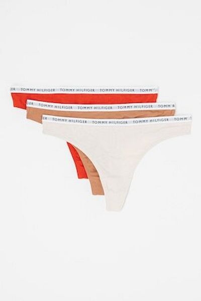 Tommy Hilfiger Set de tanga cu bandă cu logo - 3 perechi, Maro deschis, Roșu cărămiziu, XS
