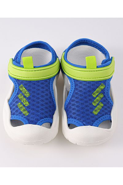 SAPS Textured Sandals with Velcro Closure - Blue & Green