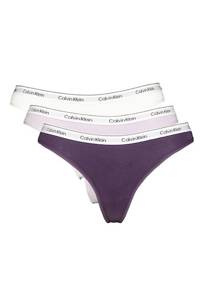 Calvin Klein , Set de chiloți tanga cu logo - 3 perechi, Alb, Violet prăfuit, Liliac prăfuit, L